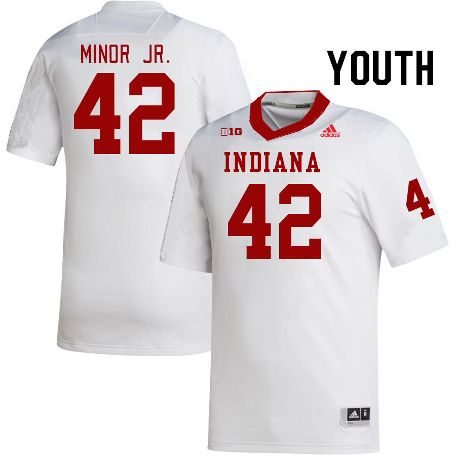 Youth #42 Darryl Minor Jr. Indiana Hoosiers College Football Jerseys Stitched Sale-White